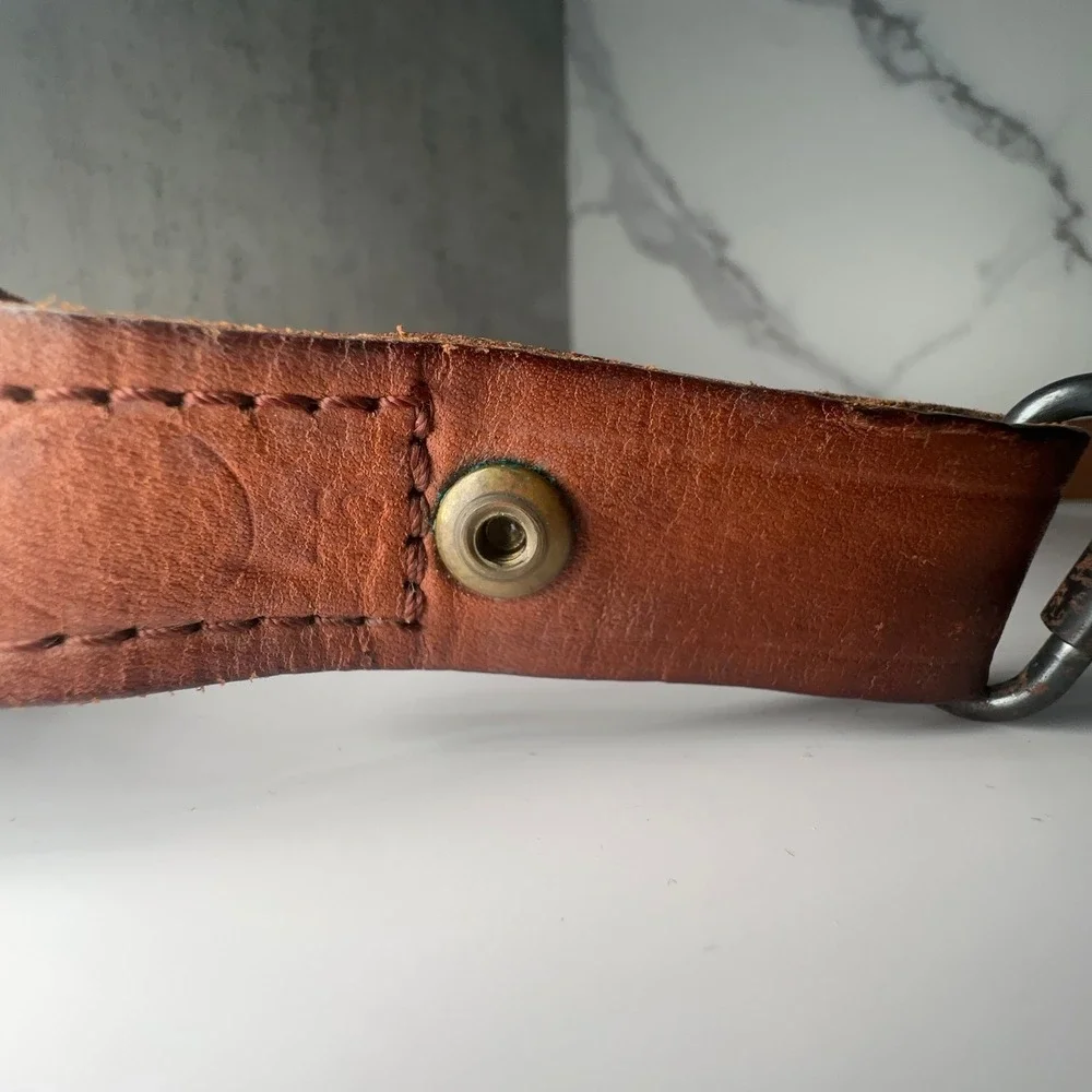 VTG Smith &‎ Wesson Rifle Sling Leather Brown Metal Swivle Brass Chicago Screws